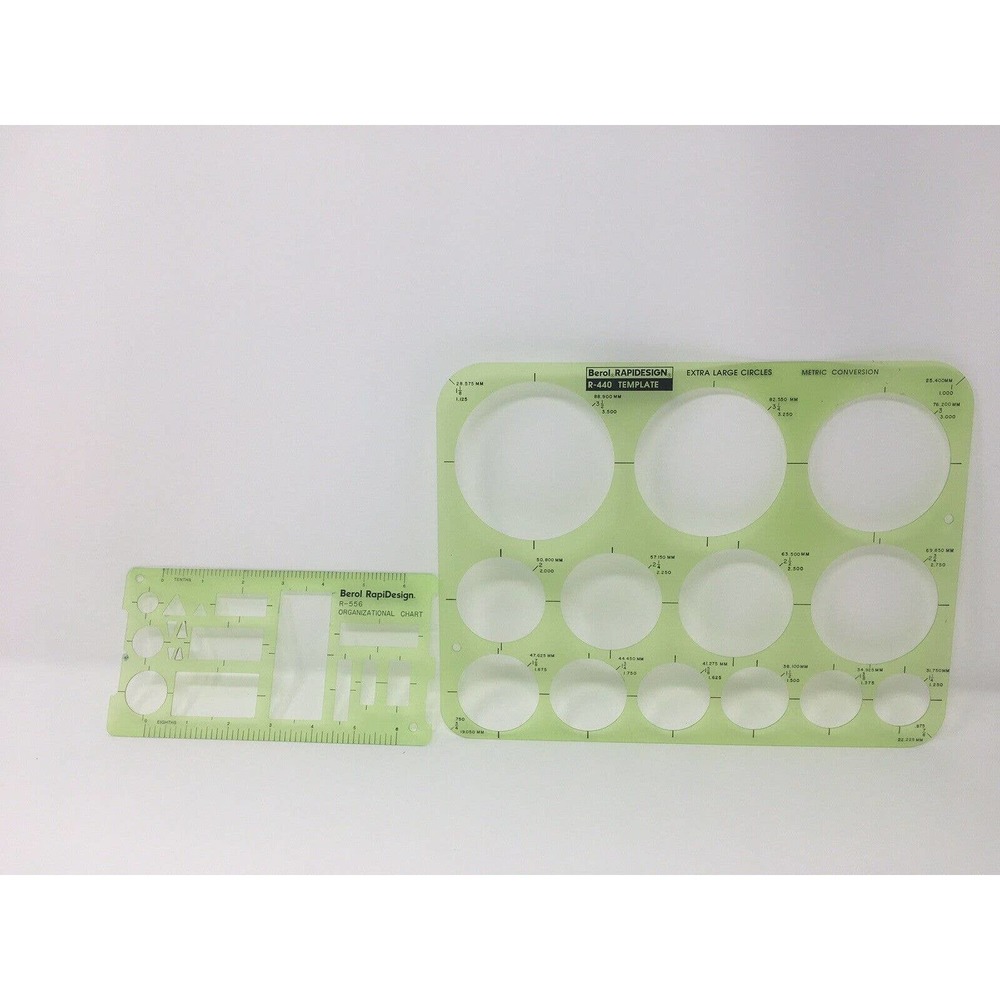 Berol RapiDesign R-440 XL Circles Metric Conversion Templates R556 Org Chart - Picture 1 of 4